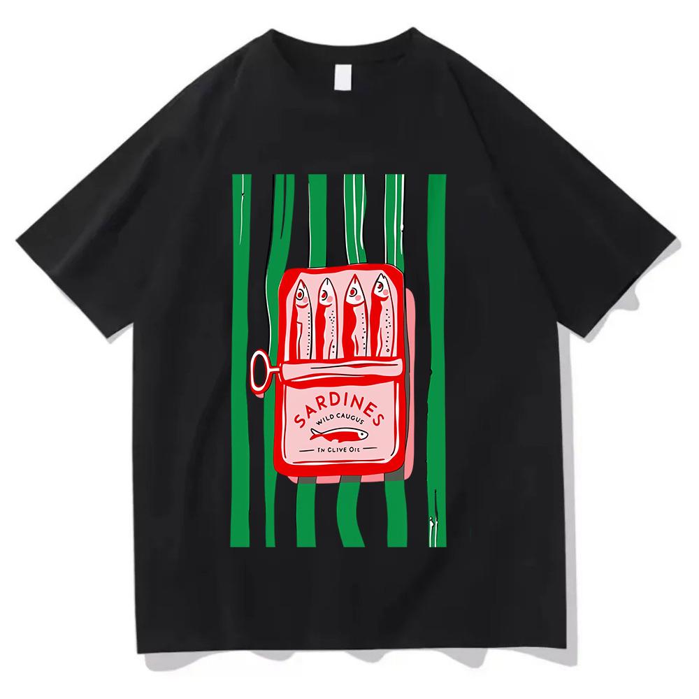 Sardines In Olive Oil T Shirt Funny Fish Can Graphic Tee Aesthetic Harajuku Streetwear Top Casual Unisex Short Sleeve Shirt