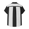 Men Short Sleeve Casual Button Down Shirt Relaxed Fit Lightweight Fabric Vertical Stripe Pattern Lapel Collar Pocket Design