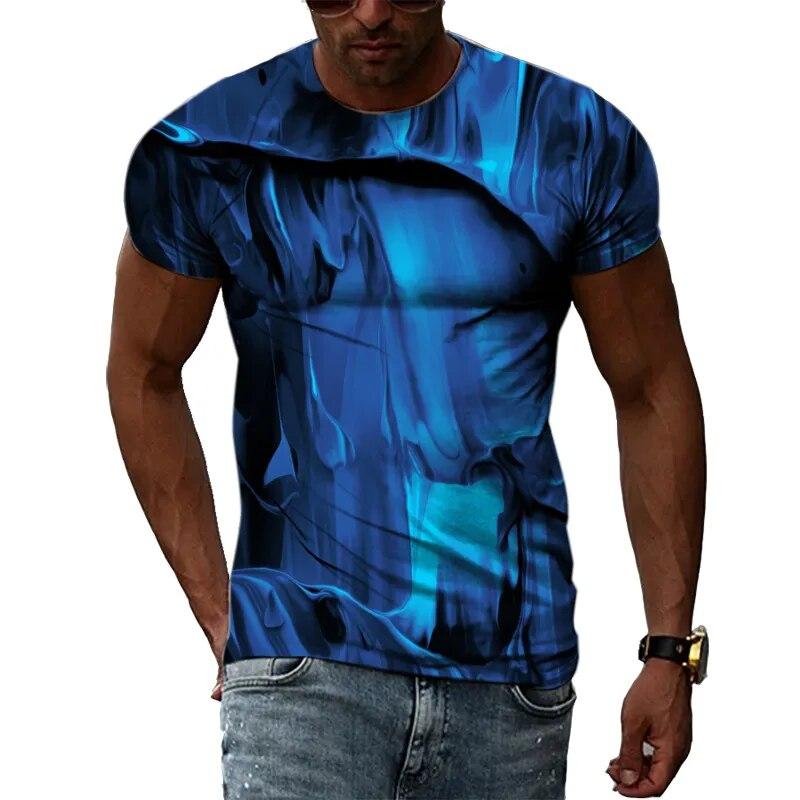 New 3D Graffiti Hip Hop Harajuku Ptinted Men T-shirts Summer Fashion Casual Street Style Tee Trend Personality Short Sleeve Tops