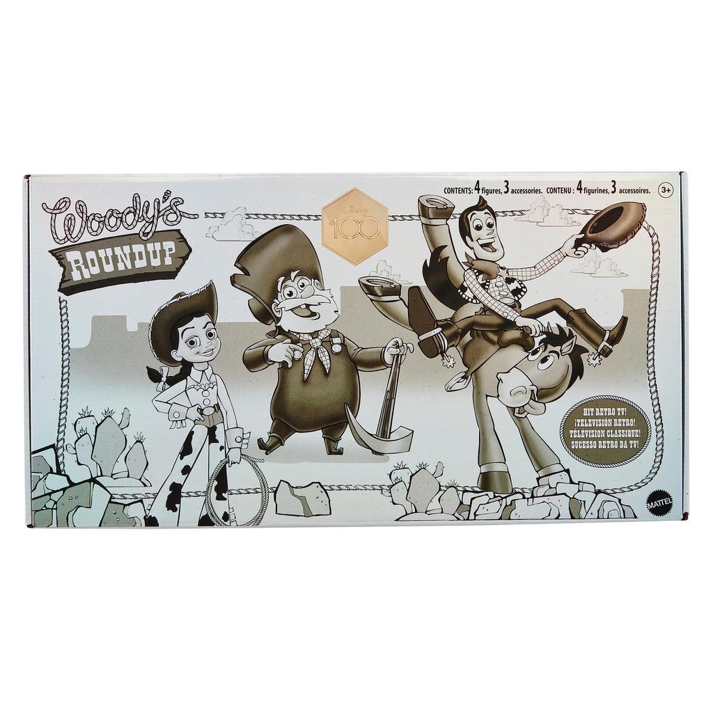 Mattel Disney & Pixar Toy Story Set with 4 Action Figures: Black & White Woody's Round-Up Pack, Woody, Jessie, Bullseye & Stinky Pete, 7-Inch Scale