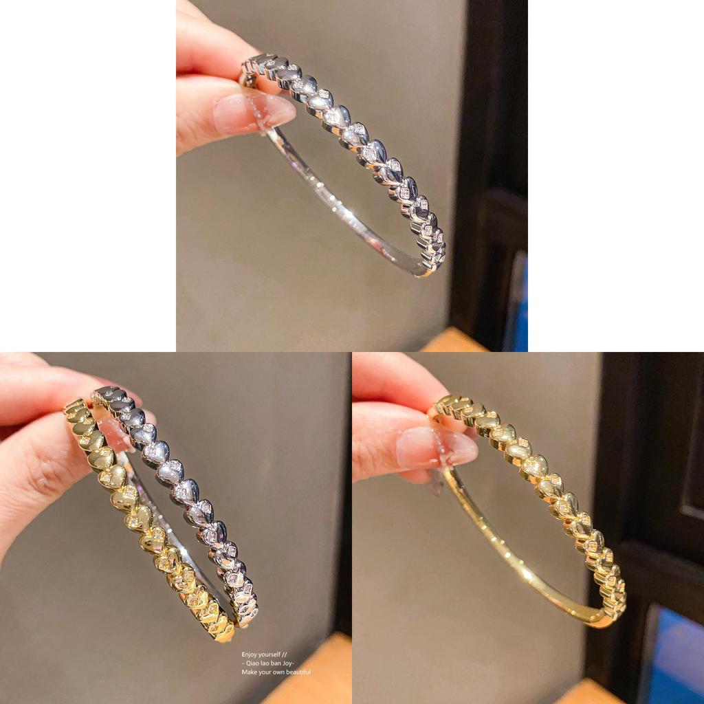 18k Gold Plated Heart Shape Bracelet With Zircon Stones For Women Fashion Jewelry