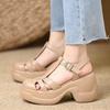 8CM retro style bag head thick-soled thick-heeled sandals women's 2025 summer new versatile skirt shallow high heels