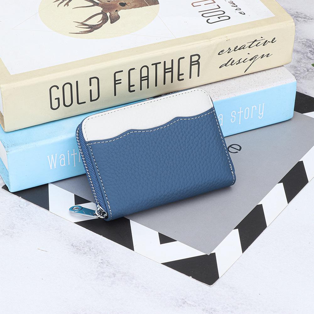 Cowhide Multifunctional Zipper Change Purse Women's Fashionable Coin Bag Genuine Leather Card