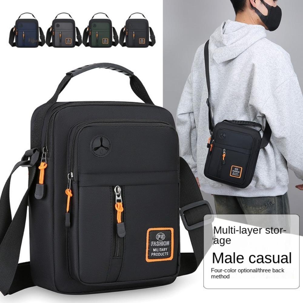 

Multi-pockets Men s Business Bag Oxford Nylon Crossbody Bag Fashion Men Shoulder Bag Male Style A Black