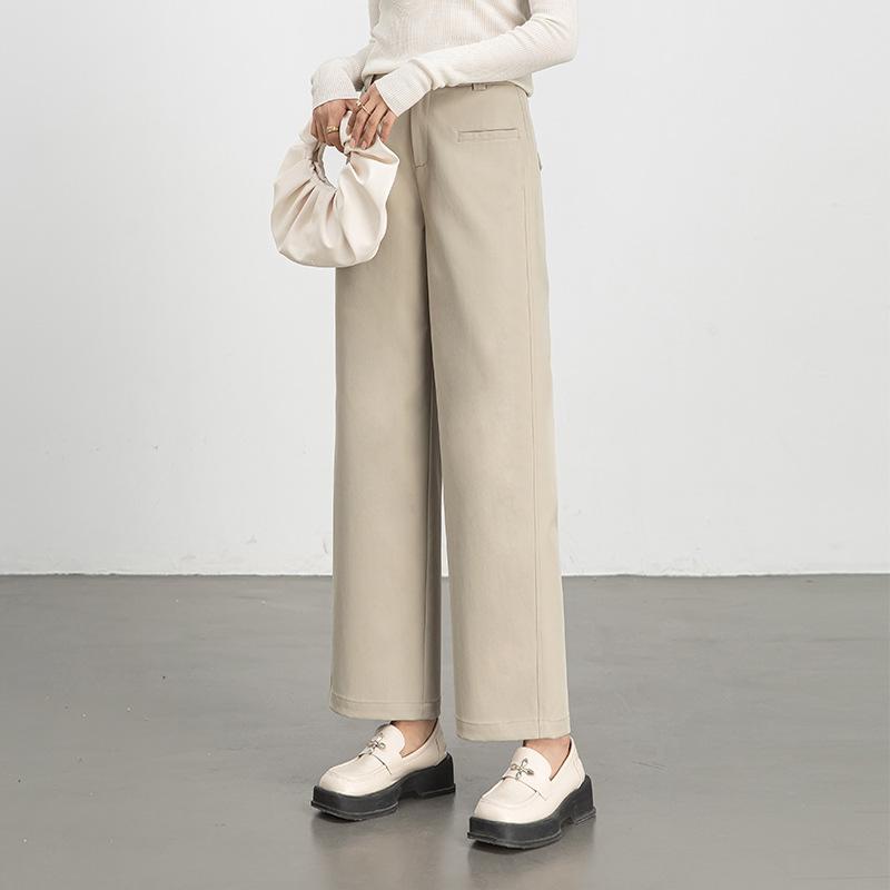 Commuter Fashion Versatile Wide-leg Pants Women's Nine-point Pants Spring New Korean Version of High-waisted Casual Straight-leg Women's Pants