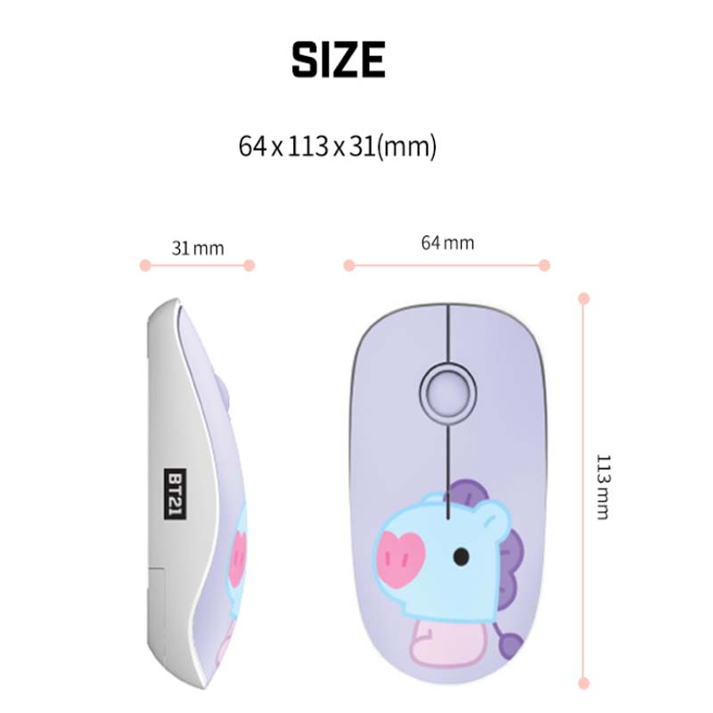BTS BT21 Official BABY Ver Wireless Silent Mouse Authentic Goods K-POP