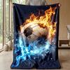 Flaming Soccer Ball 1 Theme Blanket Lightweight Warm Flannel Blanket Decorative Throw Blanket for Home Decoration