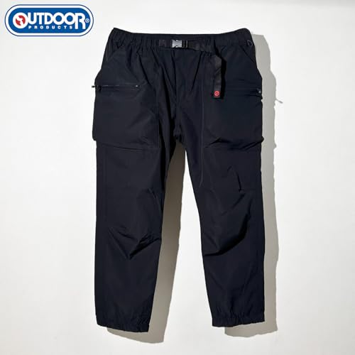 Outdoor Products Men's Poly-Stretch Water-Repellent Climbing Jogger Zip-Up Ankle-Length Cargo Pants with Belt, Size M, Black