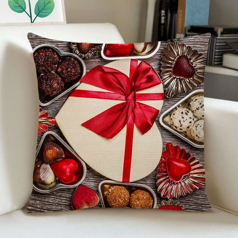 Greeting Card European Bow Gift Peach Skin Valentine's Day Pillow Case Pillow Car Sofa Cushion Cushion