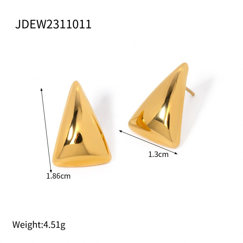 Smooth Triangular Earrings with Golden Texture, Women's Exclusive High-end Jewelry, Anti Discoloration and Texture, Versatile Earrings for Daily Use.