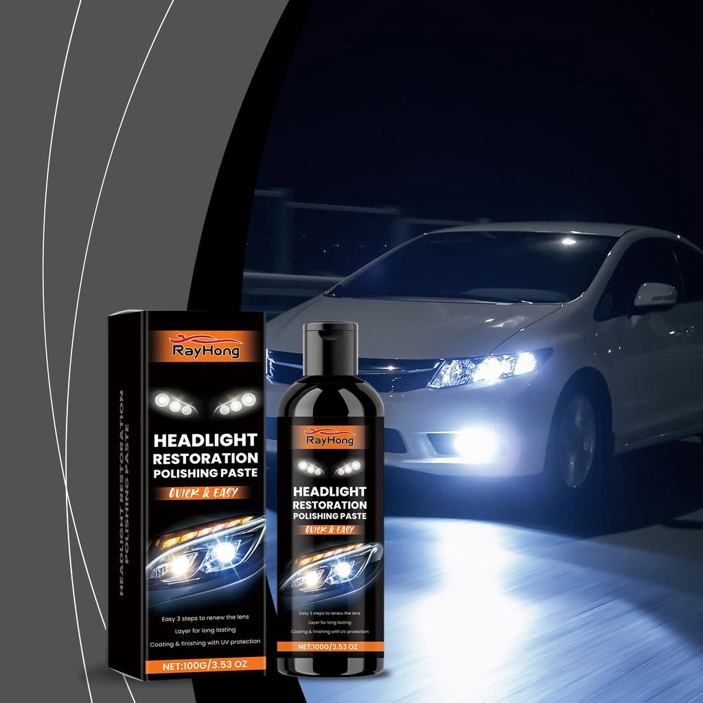 RAYHONG Car Headlight Polishing Cream Car Lamp Care Brightening Cleaning Stain Removing Yellowing Polishing Refurbishing