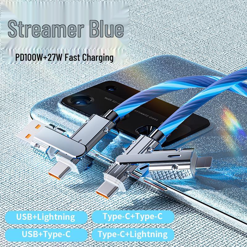 Four-in-One Luminous Fast Charging USB-C to Multi-Device Glowing Charger Cable