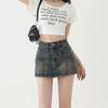 Korean Style High-Waist A-Line Denim Mini Skirt for Women - Spring/Summer Bodycon Skirt