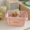 Korean Ins Style Cream Portable Storage Basket Organizer Cute Desktop Sundries Storage Basket Student Dormitory Wash Bath Basket