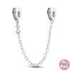 Real 925 Silver Stars & Moon Sunflower Safety Chains Spacer Beads Charms Fit Qikaola 925 Bracelets DIY Jewelry