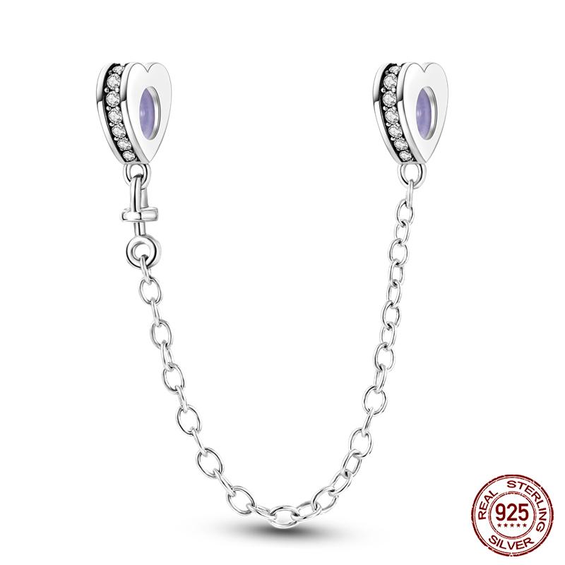 Real 925 Silver Stars & Moon Sunflower Safety Chains Spacer Beads Charms Fit Qikaola 925 Bracelets DIY Jewelry