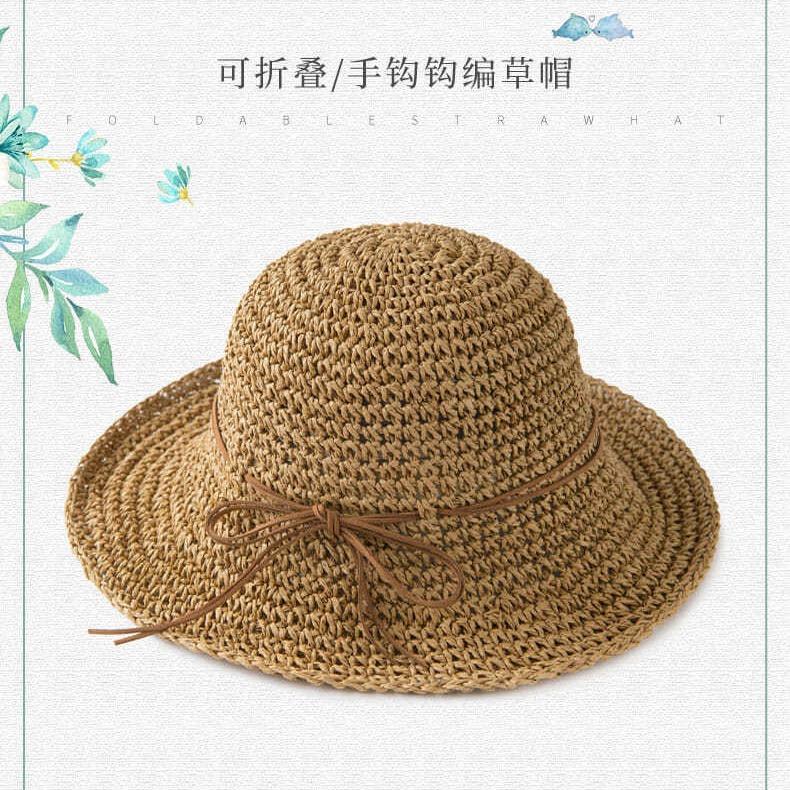 Summer hand-woven big-brimmed straw hat women's sunshade sunscreen hat foldable versatile beach hat sun hat