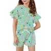 Girls' Summer Outfit Ruffle Sleeve Top And Shorts Clothing Set Lightweight Casual Two Piece