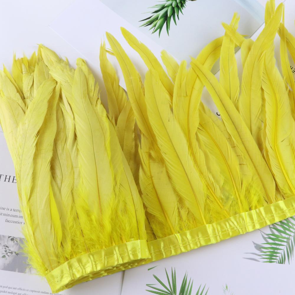 Red Rooster Tail Trims Natural Coque Feather Trimming Ribbon For Crafts Dress Skirt Carnival Costumes Plumes 10-12 Inch