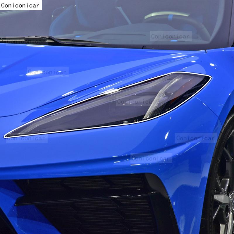 Für Chevrolet Corvette 2014-2024 Auto Scheinwerfer Transparent TPU Schutzfolie Frontlicht Tönung Farbwechsel Aufkleber
