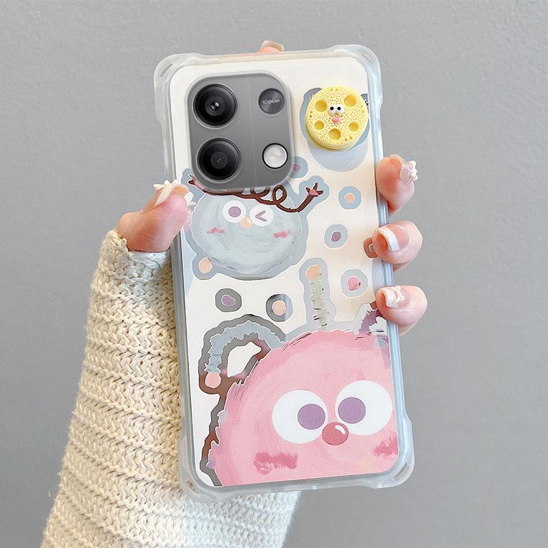KEYSION Crossbody Strap Phone Case for Redmi Note 13 Pro 4G 5G Cute Cartoon Long Lanyard Mirror Shockproof Cover for POCO X6 M6 Pro 4G