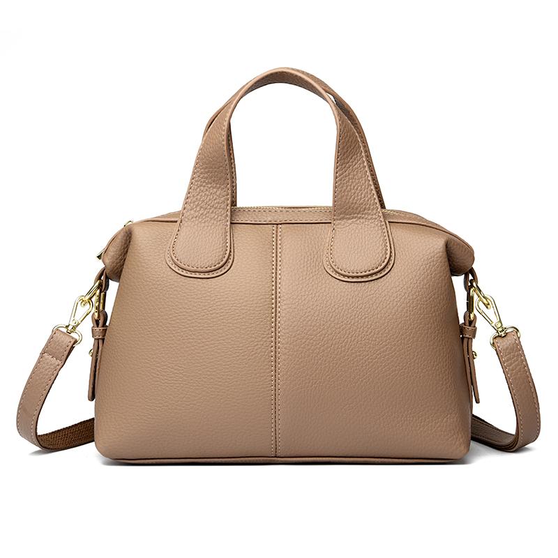 Women's Handbag with Large Capacity and Soft Leather Temperament, Niche Design, Shoulder Bag, Commuting Women's Boston Bag