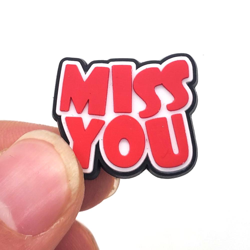 Letter Phrase Series Cartoon Clog Shoe Decorations: Cute PVC Flowers & Buckles