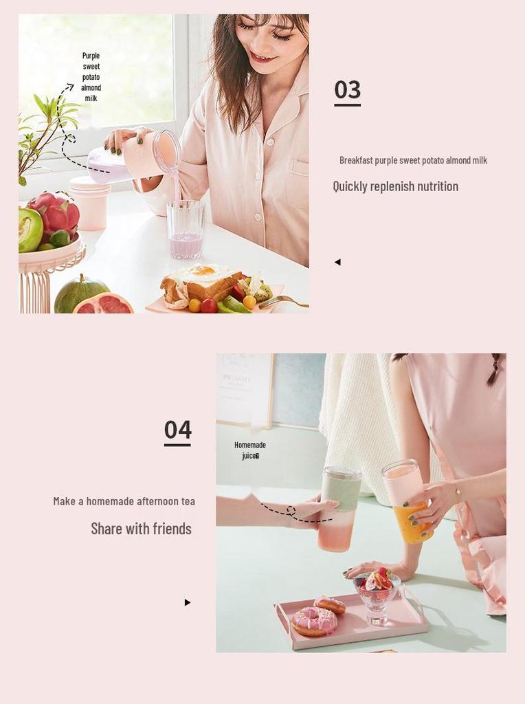 Joyoung Rechargeable Pink Portable Juicer & Blender L3-C86