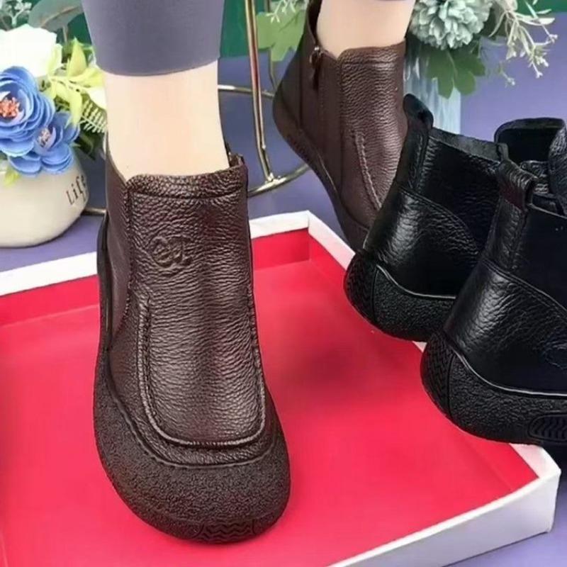 Spring and Autumn Leather Women's Single Shoes Leather Shoes Soft-soled Shoes Casual Women's Shoes Round Head Comfortable