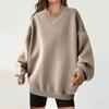 Women's Casual Fashion Solid Color Long-sleeved Loose Round Neck Sweatshirt
