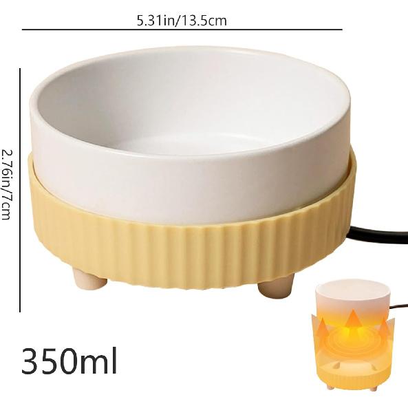 Yellow Thermal Dog Bowl - 350ML Heated Water Bowl for Dogs & Cats, Keeps Drinkable Water Warm In Winter