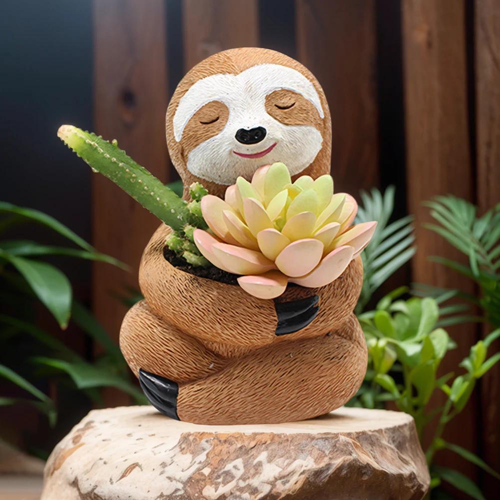 Creative Succulent Planter Flowerpot Black Cat Cute Resin Plant Pot Best Gifts for Family Friends Sloth Plant Holder Xmas Gifts