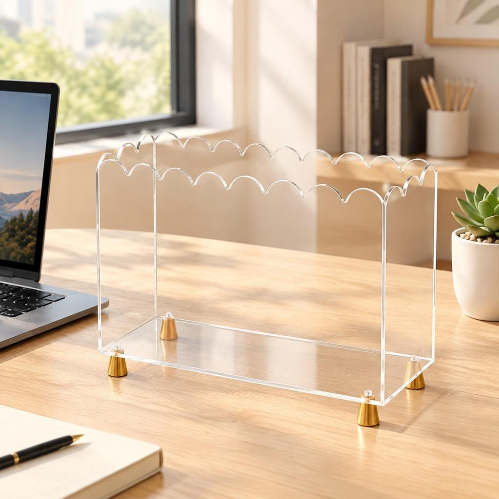Clear Acrylic Display Box with Gold Feet Elegant for Desk, Office