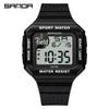 Sanda Retro Square Sporty Multifunction Waterproof Youth Electronic Watch