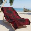Gotisches Rosen-Strandtuch, Dunkles florales Goth-Design, Weiche Pooldecke für Strand & Urlaub