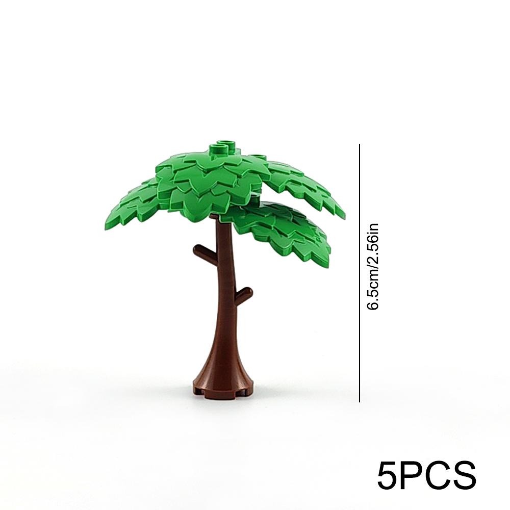 MOC Stadtgarten Baustein Baum Spielzeug DIY Montage Kiefer Kokospalme Straßenansicht Wald Pflanze Stamm Blätter Gras Zubehör