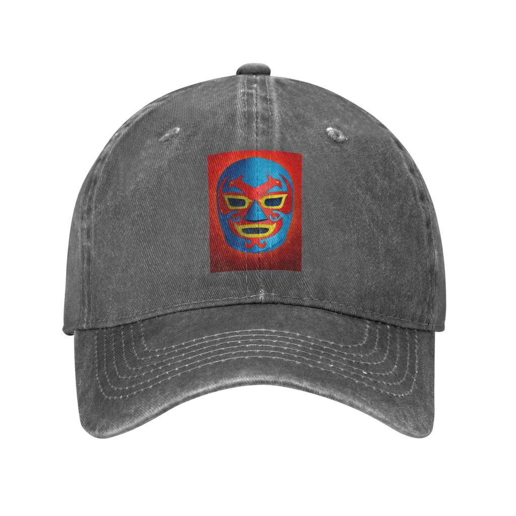 Bunte mexikanische Wrestler Luchador gewaschene Denim-Kappe lässige Baseballkappen verstellbare Mütze Sommer Unisex Baseballkappen