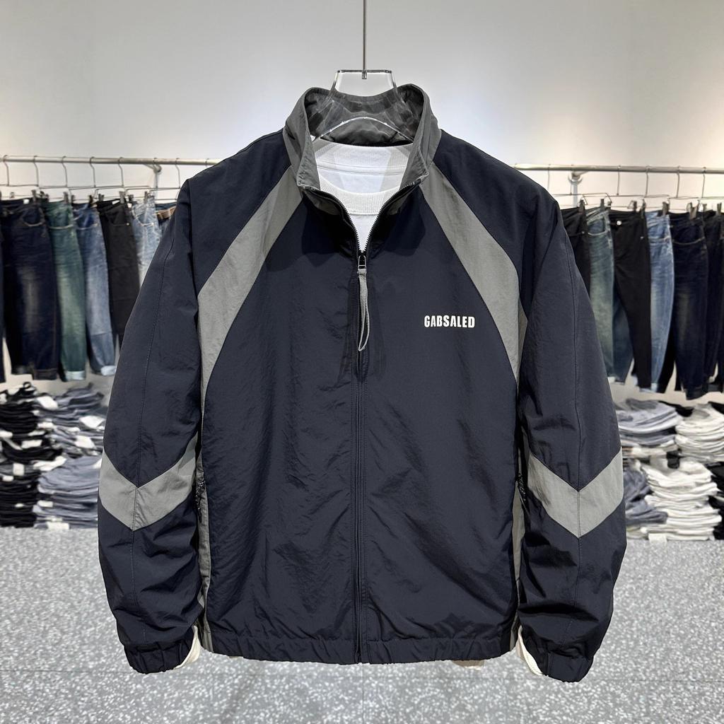 Höst Ny Herr Färgmatchande Ståkrage Jacka Koreansk Version av Utomhus Sport och Fritidsjacka