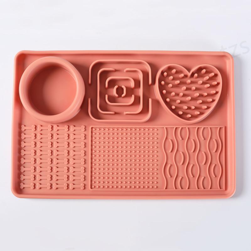 Dog Slow Food Bowl Pet Silicone Dog Licking Food Pad Cat Licking Plate Puzzle Leaking Food Hidden Food Licking Kitten Toy