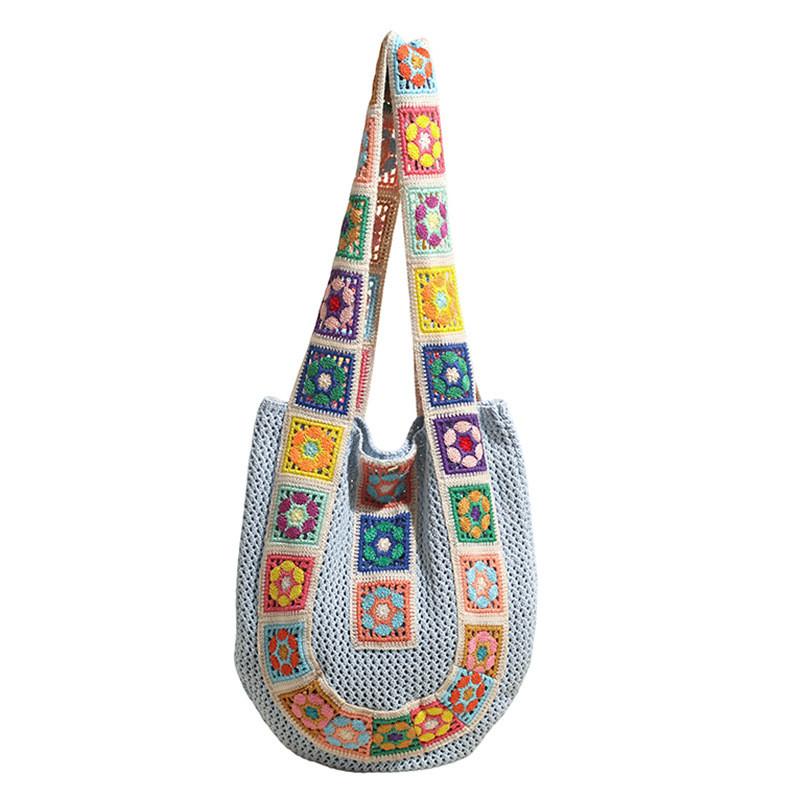 Bohemian Handwoven Tote Bag Large Capacity Cotton Casual Travel Purse For Daily Use