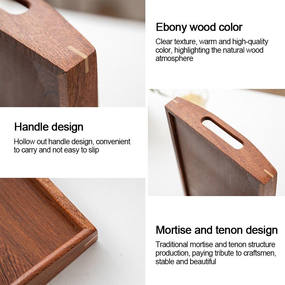 Heavy Duty Wooden Trays Ebony Food Plate New Storage Tray Fruit Snack