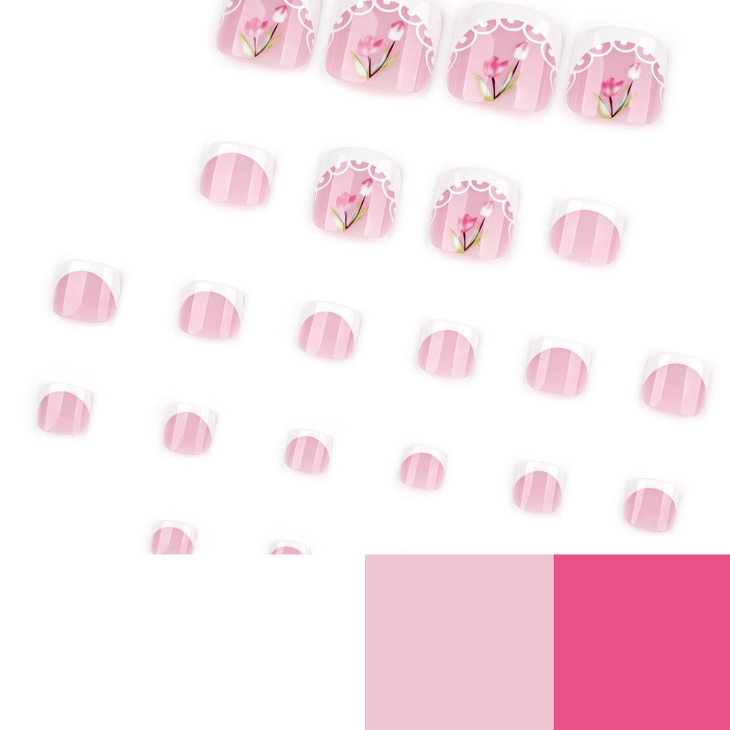 Simple French White Wearing Nail and Foot Nail Summer Flower Nail Art Toenail Sheet Hot Selling Foot Nail Sheet