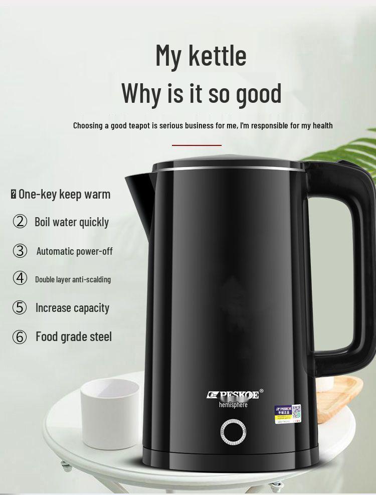 Large Stainless Steel Electric Kettle with Auto Power-Off, Ideal for Home or Dorm Use