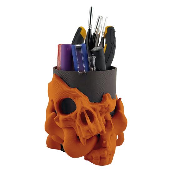 Skull Pen Holder Makeup Brush Holder Bathroom Storage Holder Skeleton Desk Organizer for Keys Cosmetic Tools Halloween Decorations