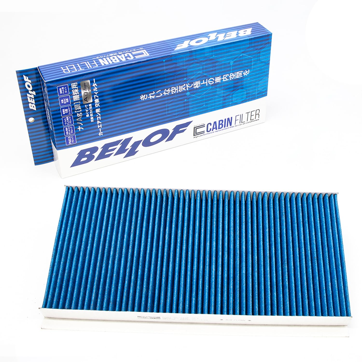 

BELLOF Air Conditioner Filter Special Filter with Nano AG Antibacterial Antifungal Aging Odor Allergens Cabin Filter with W169 and 5-Layer [Compatible синій