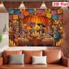 2D Flat Banner [Party Banner, Flag] 1 Piece, Made of Polyester, with Painted Sugar Skull Decorative Fabric