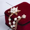 Elegant Simulation Pearl Snowflake Chain Tassels Brooch Fashion Brooches for Women Chain Pin Jewelry
