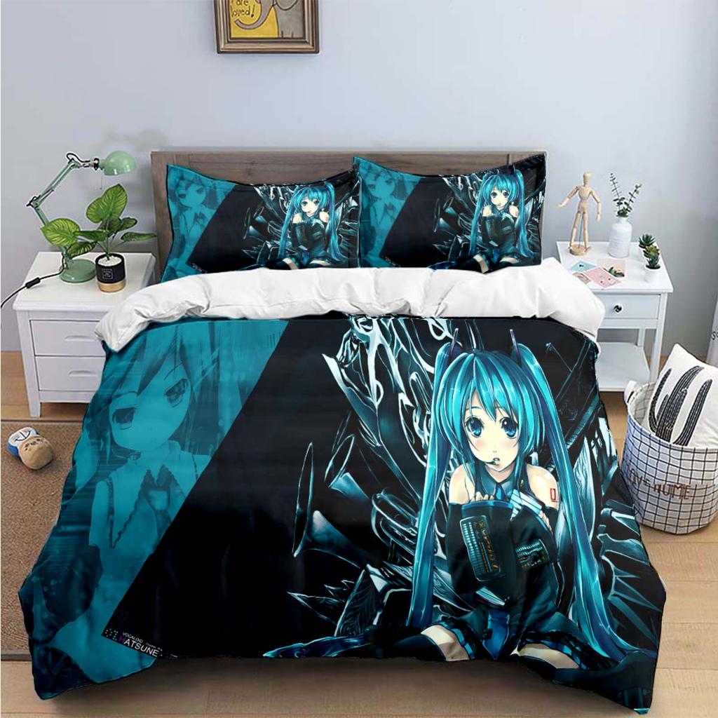 Comforter Cartoon Kawaii Virtual Singer H-Hatsune-Miku Bedding Sets Bed Supplies Set Bed Comforter Set Bedding Set Gift