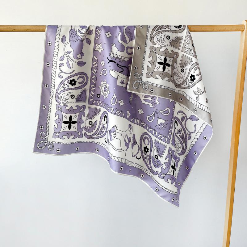 

Двусторонний твиловый шарф Женский шарф с принтом Европейский и американский платок Ретро большой шарф шаль 90*90cm