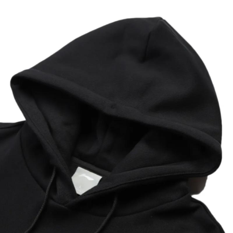 Li Ning Logo Fashion Print Loose Fleece Warm Comfortable Versatile Hooded Sweatshirt Long Sleeve Casual Sports Suit YWDV375-3-AKL75-5